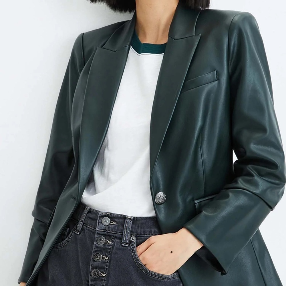 Veronica Beard Hollis Dickey Single-Breasted Faux Leather Jacket - Picture 4 of 10